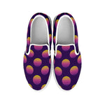 Retrowave Sunset Pattern Print White Slip On Shoes