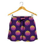 Retrowave Sunset Pattern Print Women's Shorts