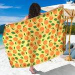 Ripe Apricot Fruit Pattern Print Beach Sarong Wrap