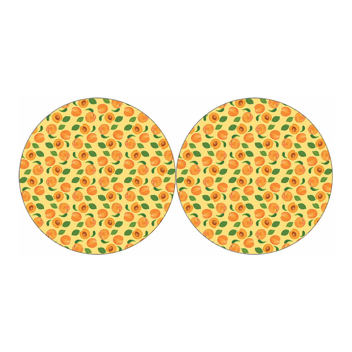 Ripe Apricot Fruit Pattern Print Car Coasters