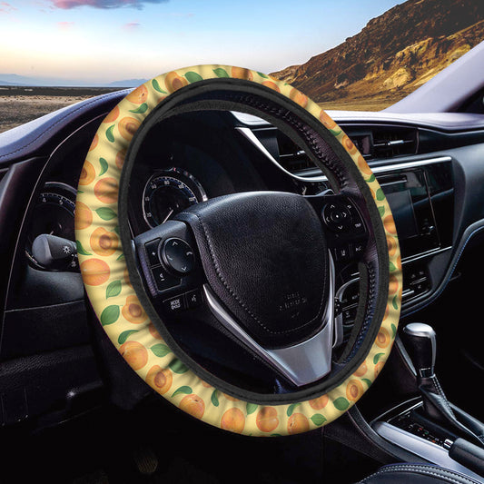 Ripe Apricot Fruit Pattern Print Car Steering Wheel Cover