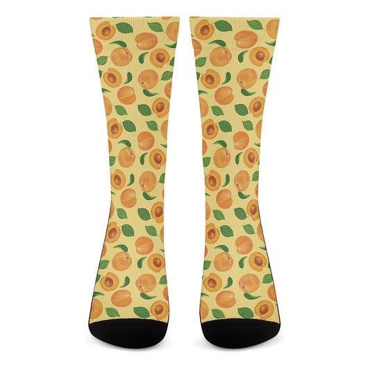 Ripe Apricot Fruit Pattern Print Crew Socks