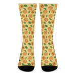Ripe Apricot Fruit Pattern Print Crew Socks