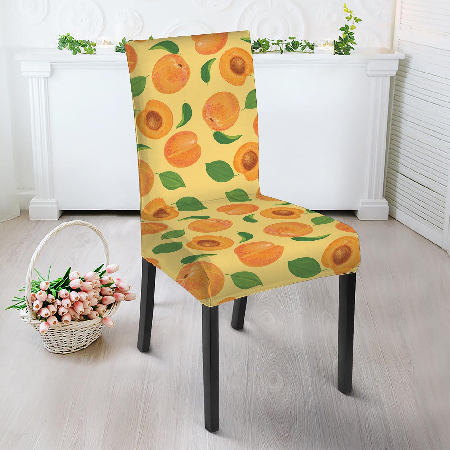 Ripe Apricot Fruit Pattern Print Dining Chair Slipcover