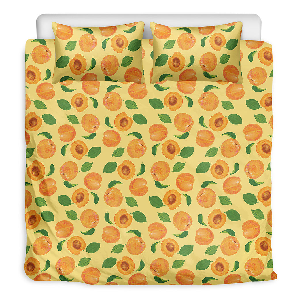 Ripe Apricot Fruit Pattern Print Duvet Cover Bedding Set