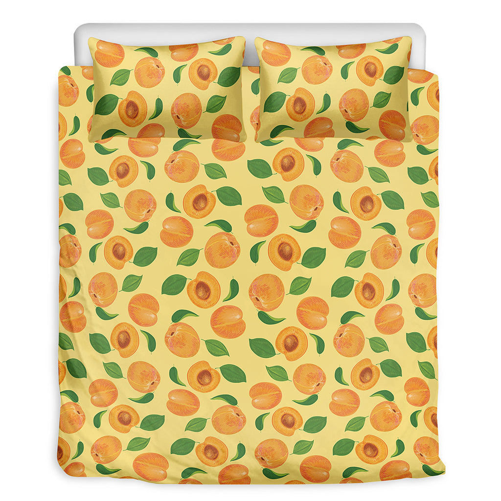 Ripe Apricot Fruit Pattern Print Duvet Cover Bedding Set