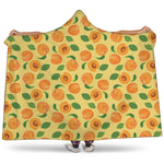 Ripe Apricot Fruit Pattern Print Hooded Blanket