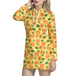 Ripe Apricot Fruit Pattern Print Hoodie Dress