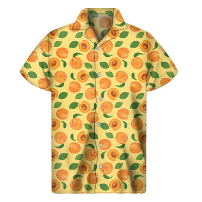 Ripe Apricot Fruit Pattern Print Men's Short Sleeve Shirt