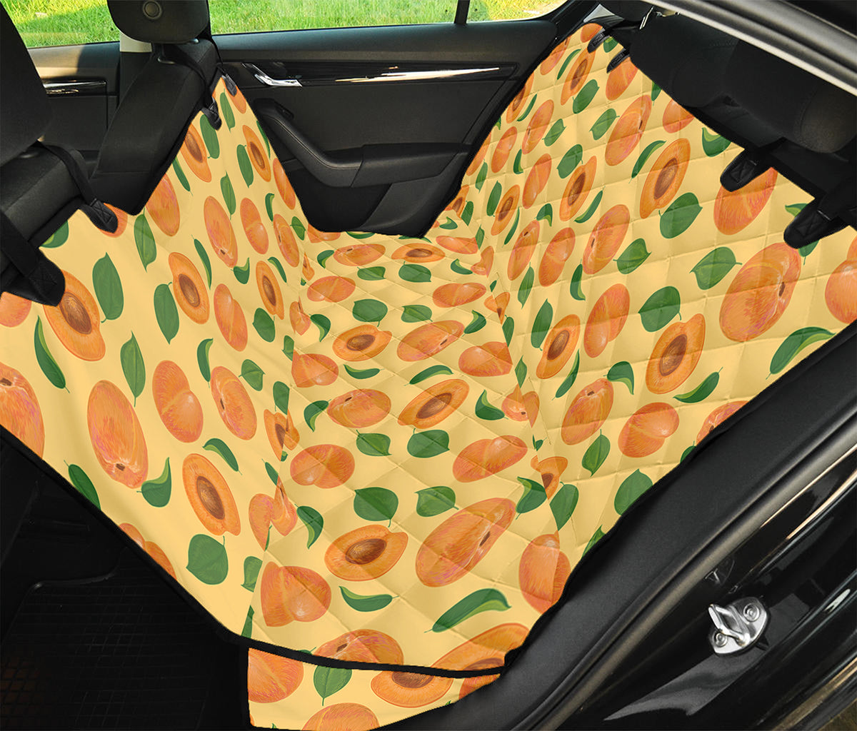 Ripe Apricot Fruit Pattern Print Pet Car Back Seat Cover