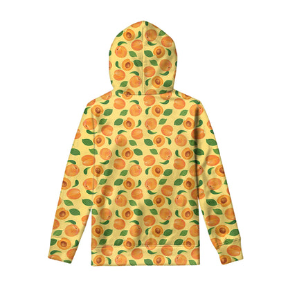 Ripe Apricot Fruit Pattern Print Pullover Hoodie