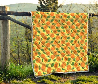 Ripe Apricot Fruit Pattern Print Quilt