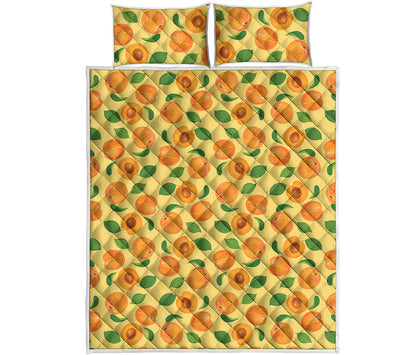 Ripe Apricot Fruit Pattern Print Quilt Bed Set