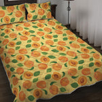 Ripe Apricot Fruit Pattern Print Quilt Bed Set