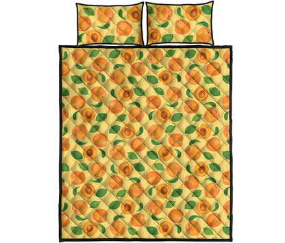 Ripe Apricot Fruit Pattern Print Quilt Bed Set