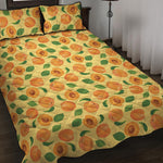 Ripe Apricot Fruit Pattern Print Quilt Bed Set