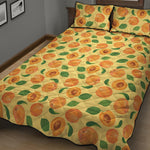 Ripe Apricot Fruit Pattern Print Quilt Bed Set