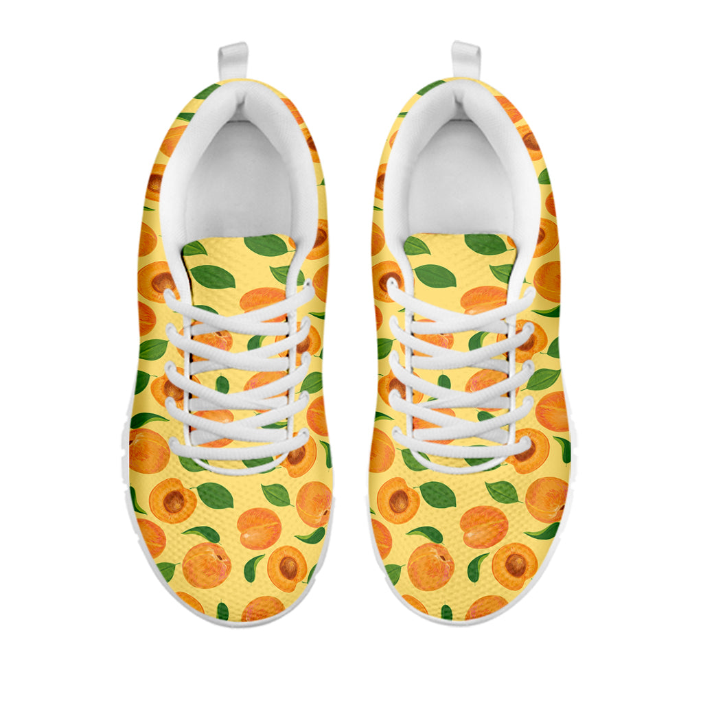 Ripe Apricot Fruit Pattern Print White Sneakers