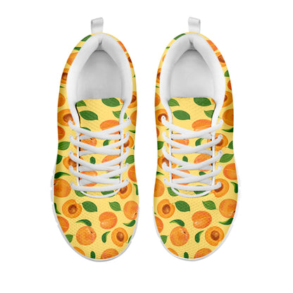 Ripe Apricot Fruit Pattern Print White Sneakers
