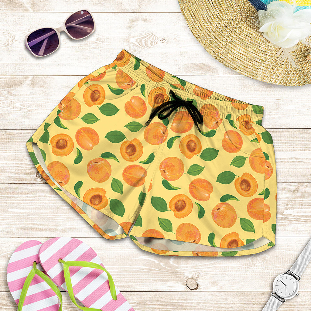 Ripe Apricot Fruit Pattern Print Women's Shorts