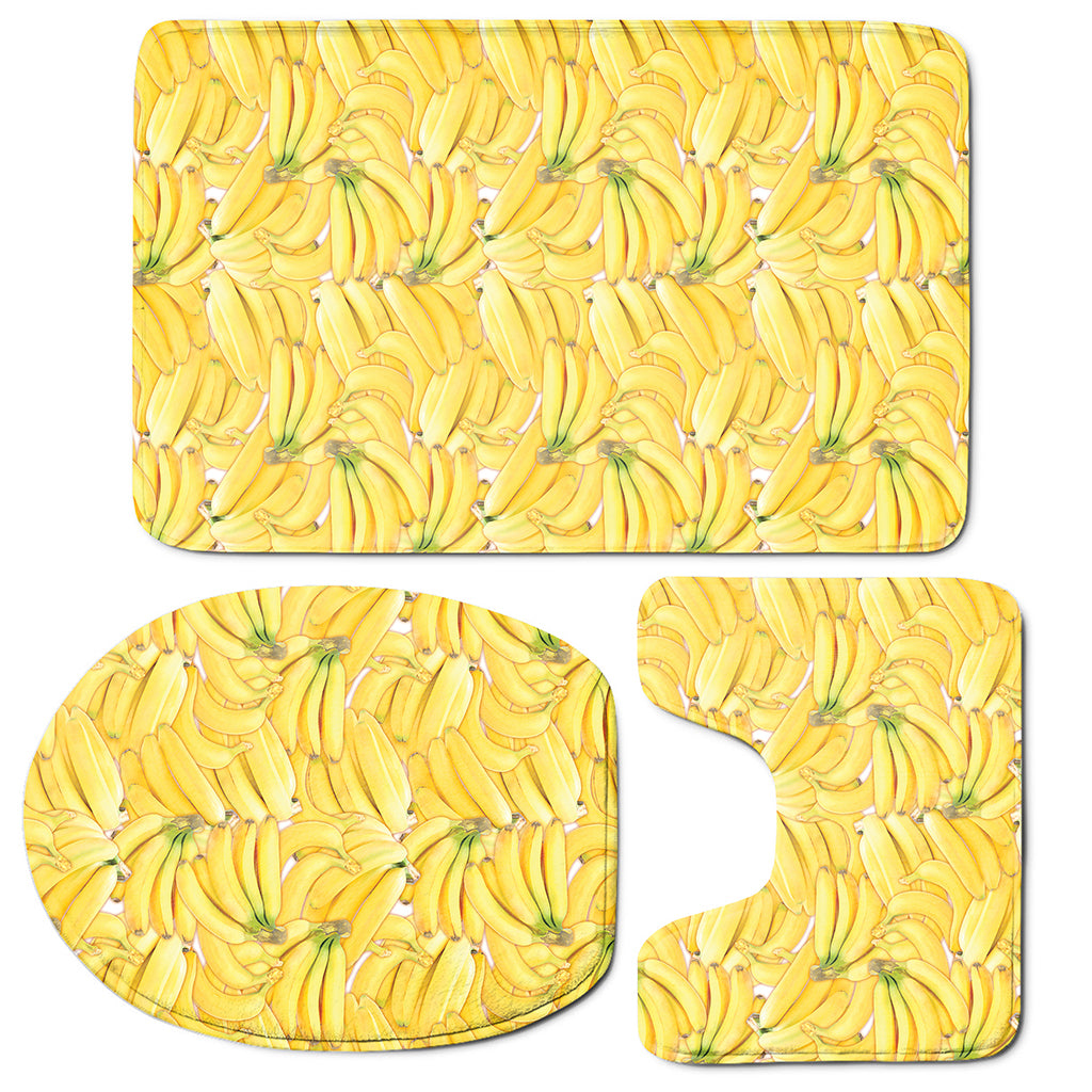 Ripe Banana Pattern Print 3 Piece Bath Mat Set