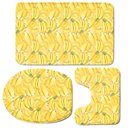 Ripe Banana Pattern Print 3 Piece Bath Mat Set