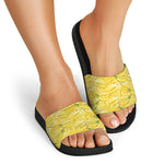 Ripe Banana Pattern Print Black Slide Sandals
