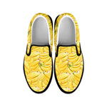 Ripe Banana Pattern Print Black Slip On Shoes
