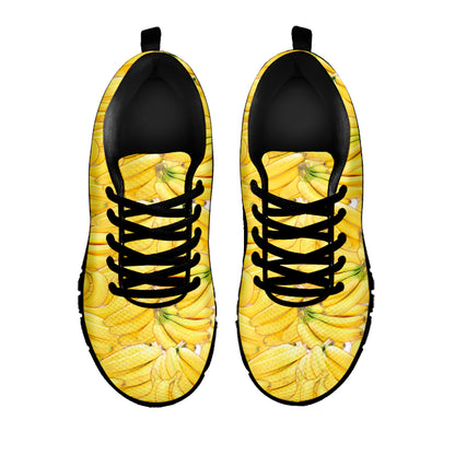 Ripe Banana Pattern Print Black Sneakers