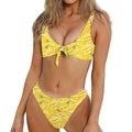 Ripe Banana Pattern Print Front Bow Tie Bikini