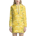 Ripe Banana Pattern Print Pullover Hoodie Dress
