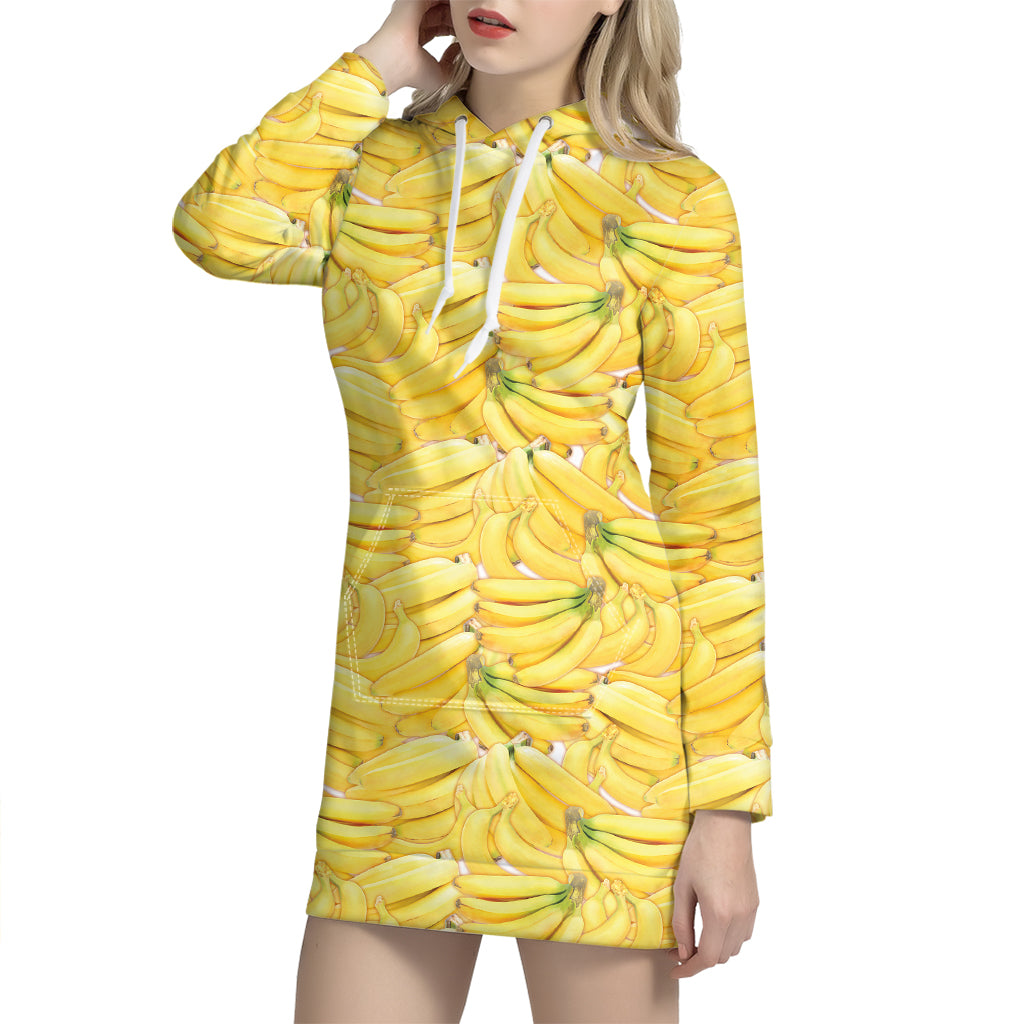 Ripe Banana Pattern Print Hoodie Dress