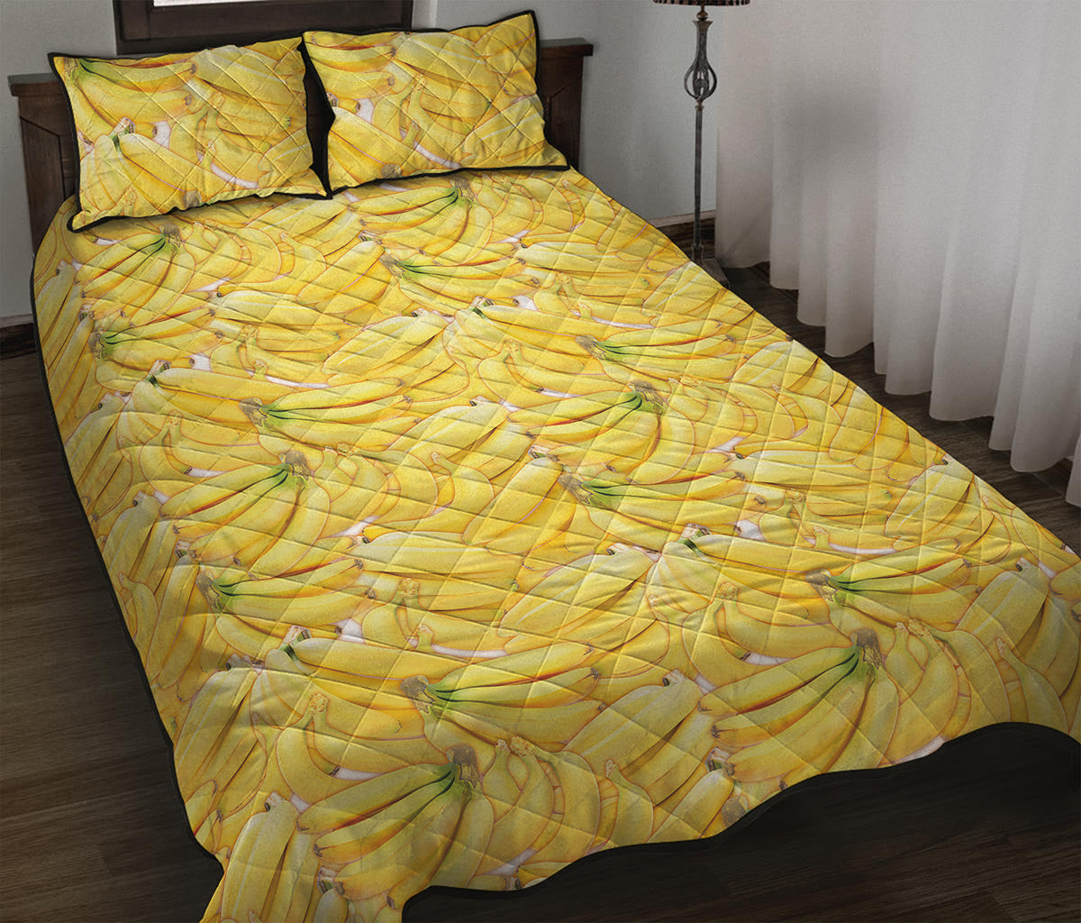 Ripe Banana Pattern Print Quilt Bed Set