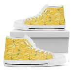 Ripe Banana Pattern Print White High Top Shoes