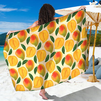 Ripe Mango Fruit Pattern Print Beach Sarong Wrap