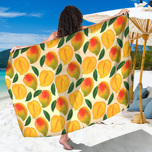 Ripe Mango Fruit Pattern Print Beach Sarong Wrap