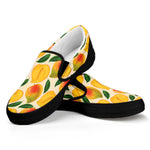 Ripe Mango Fruit Pattern Print Black Slip On Shoes