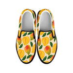 Ripe Mango Fruit Pattern Print Black Slip On Shoes