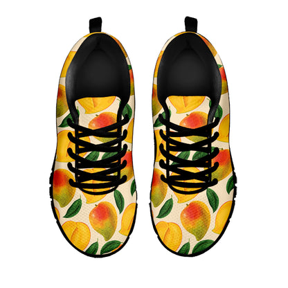 Ripe Mango Fruit Pattern Print Black Sneakers