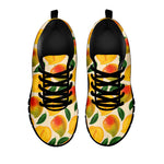 Ripe Mango Fruit Pattern Print Black Sneakers