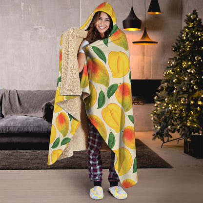Ripe Mango Fruit Pattern Print Hooded Blanket