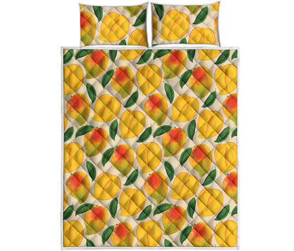 Ripe Mango Fruit Pattern Print Quilt Bed Set