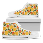 Ripe Mango Fruit Pattern Print White High Top Shoes