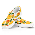 Ripe Mango Fruit Pattern Print White Slip On Shoes