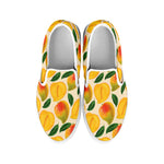 Ripe Mango Fruit Pattern Print White Slip On Shoes