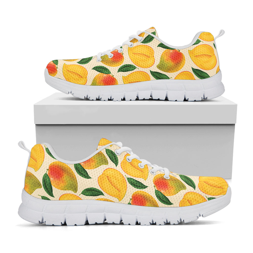 Ripe Mango Fruit Pattern Print White Sneakers