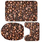 Roasted Coffee Bean Print 3 Piece Bath Mat Set