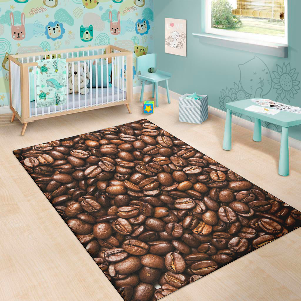 Roasted Coffee Bean Print Area Rug