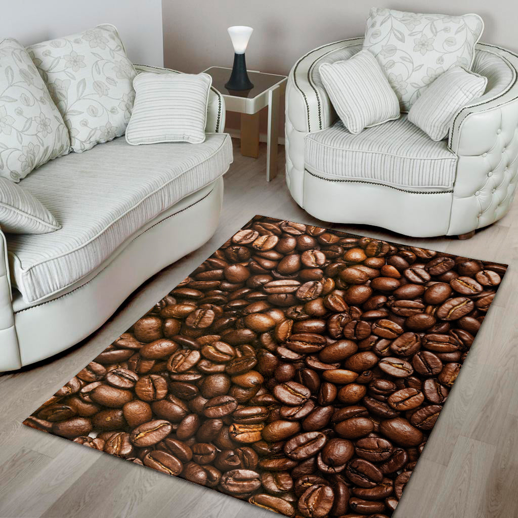 Roasted Coffee Bean Print Area Rug