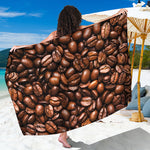 Roasted Coffee Bean Print Beach Sarong Wrap